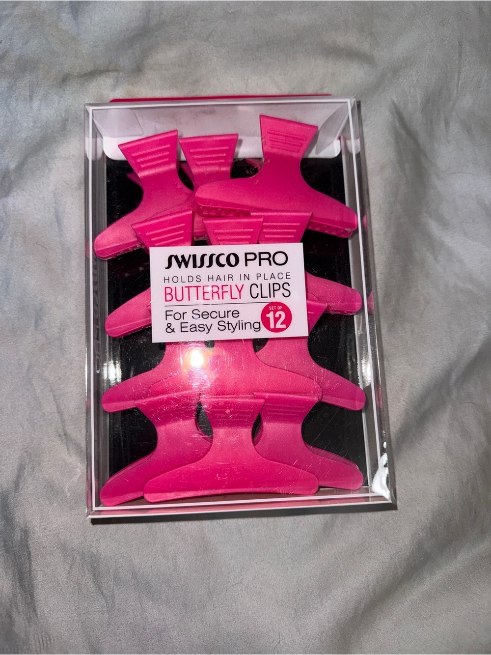 Pink Butterfly Hair Clips - Pack of 12